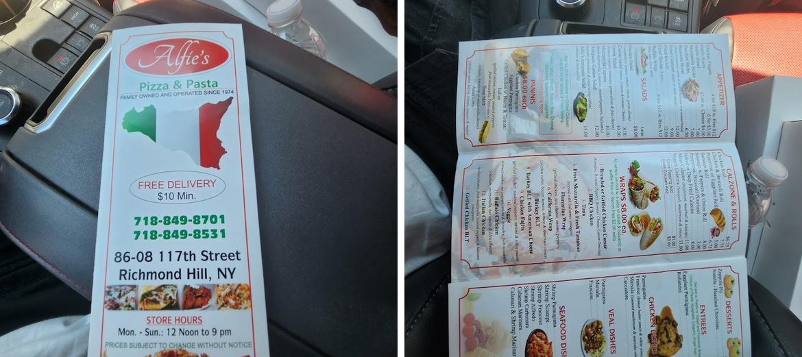 Alfie's Pizzeria & Restaurant Menu