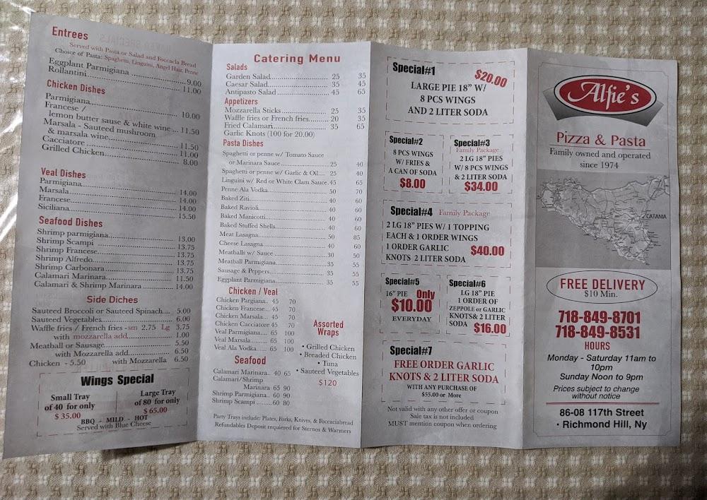 Alfie's Pizzeria & Restaurant Menu image 4
